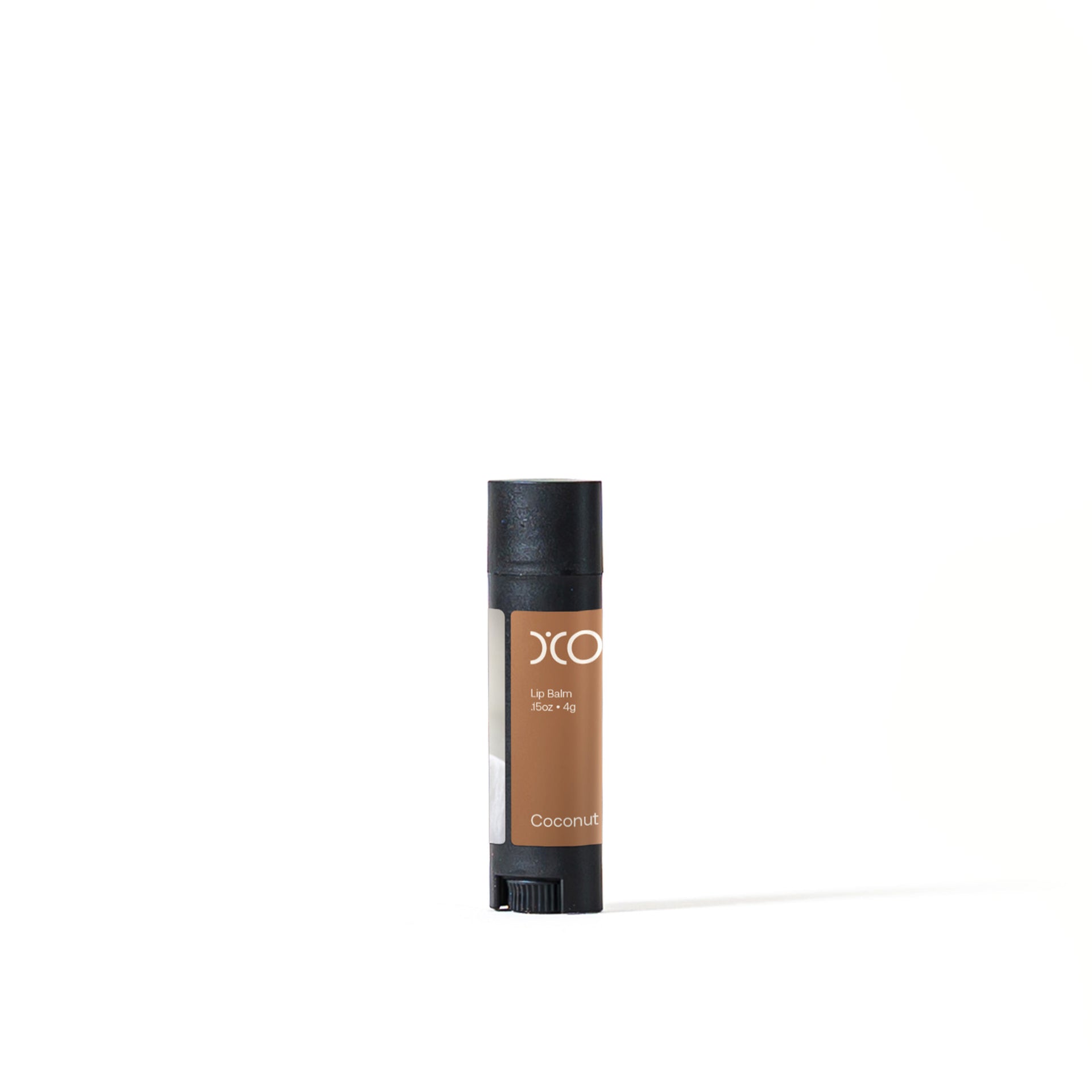 D’Covi black tube containing handmade lip balm, scent Coconut.