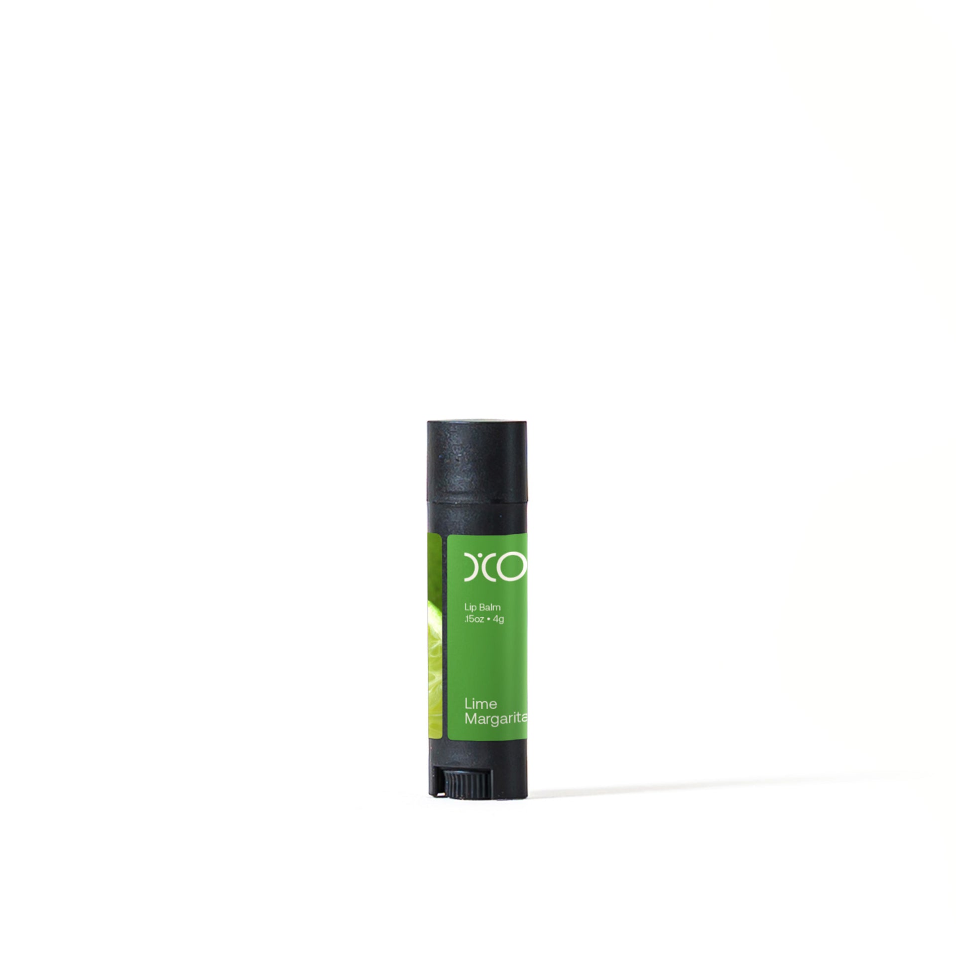 D’Covi black tube containing handmade lip balm, scent Lime Margarita.