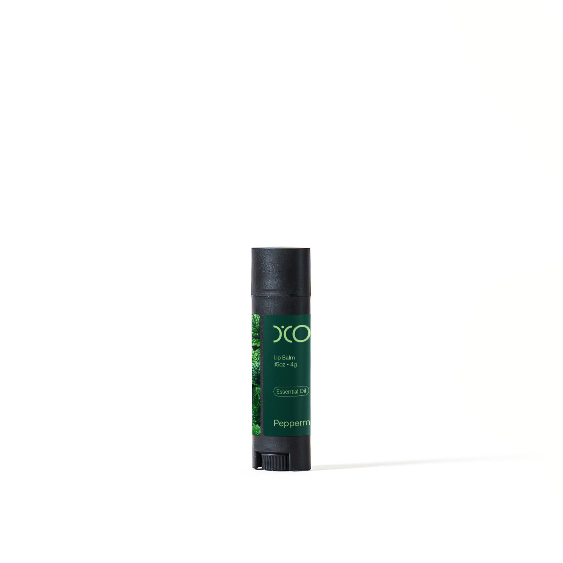 D’Covi black tube containing handmade lip balm, scent Peppermint.