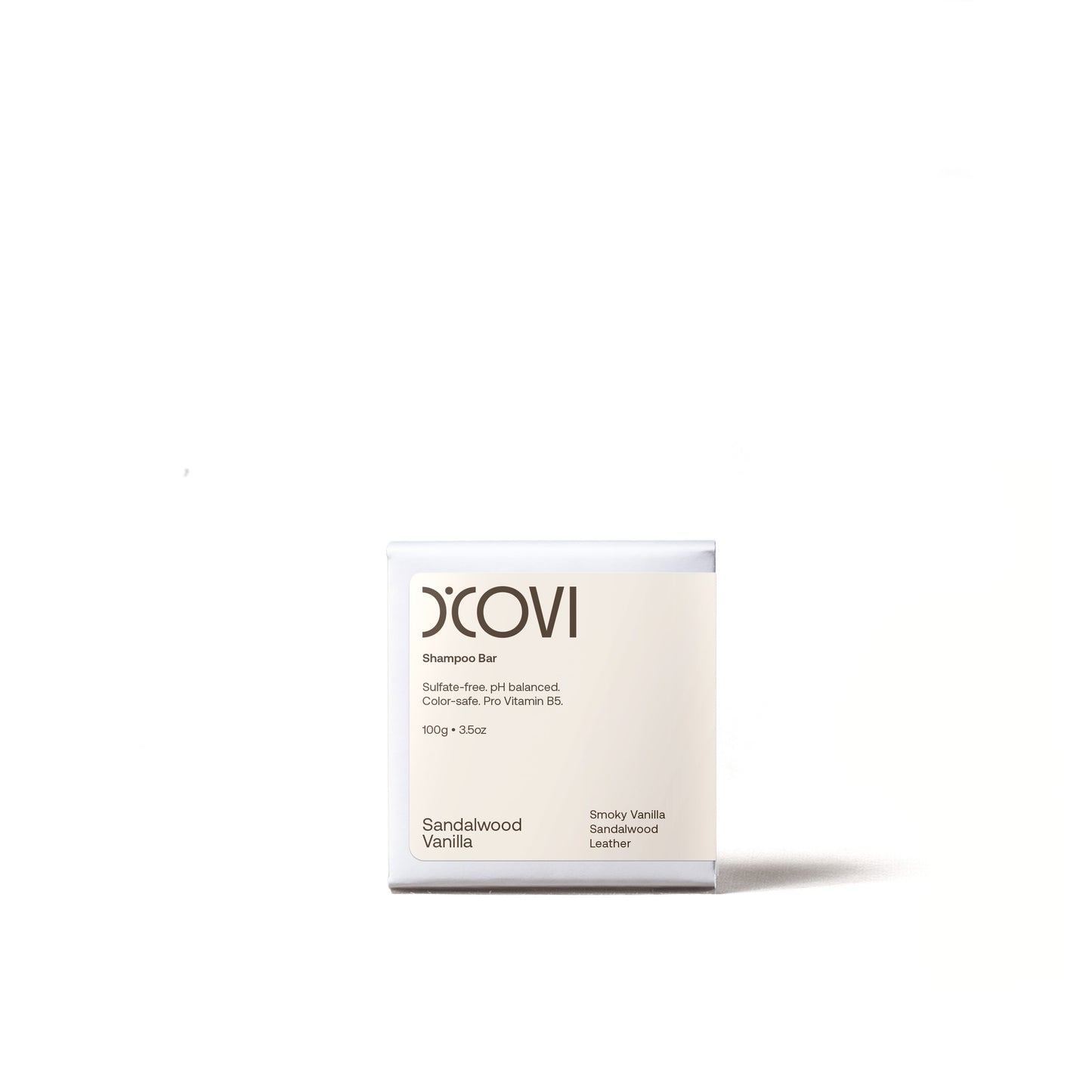 D'Covi Sandalwood Vanilla bar soap packaging on a white background