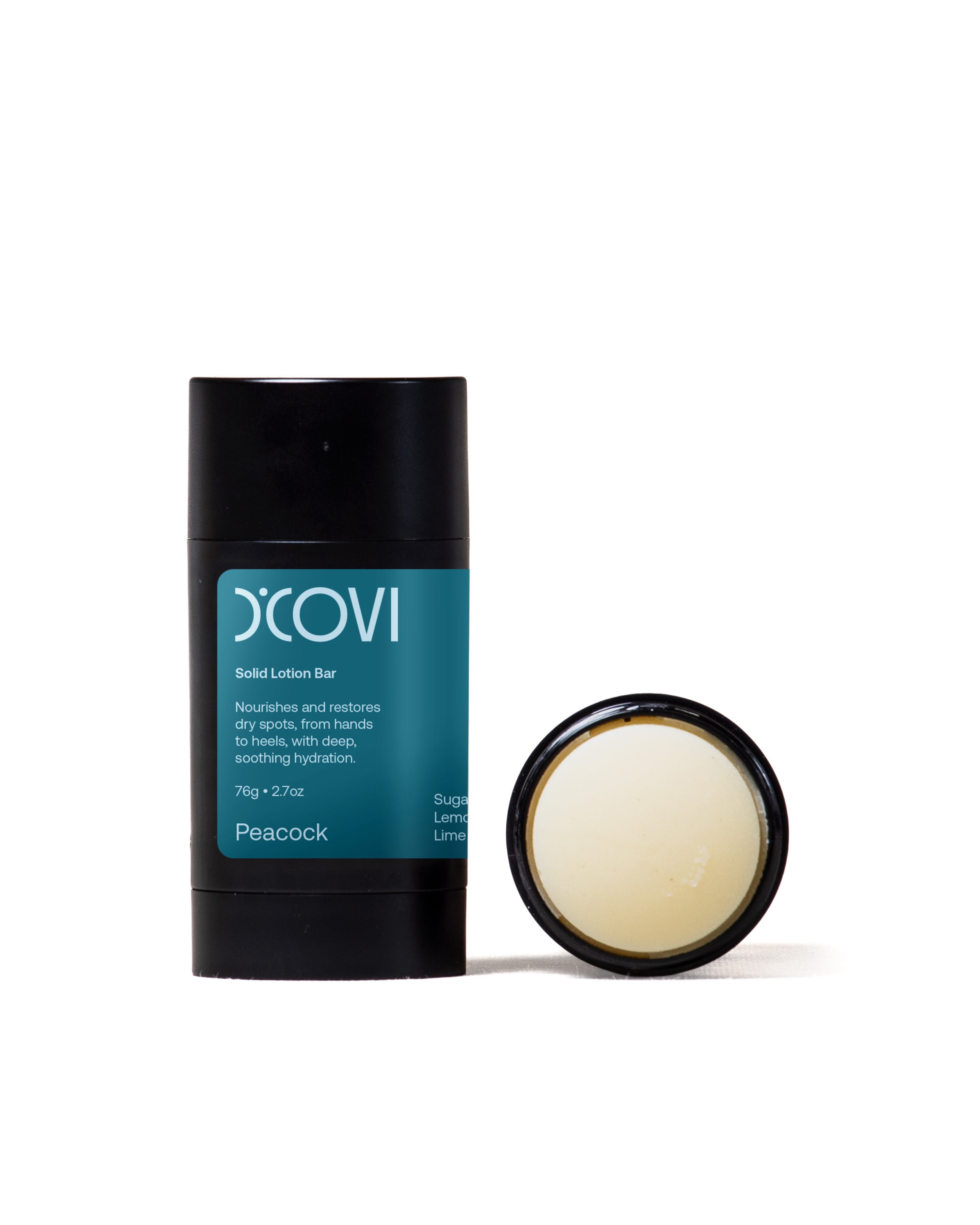 D'Covi Solid Lotion Bar Tube, Scented Peacock on a white background